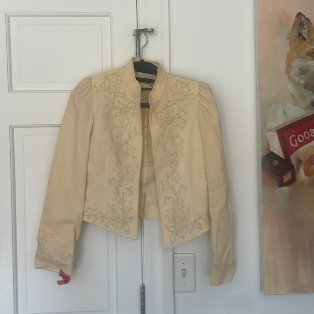 Gorgeous 🥰 ⭐️ Vintage Cassidy Wool Bolero Style Jacket 4 Cream/Yellow